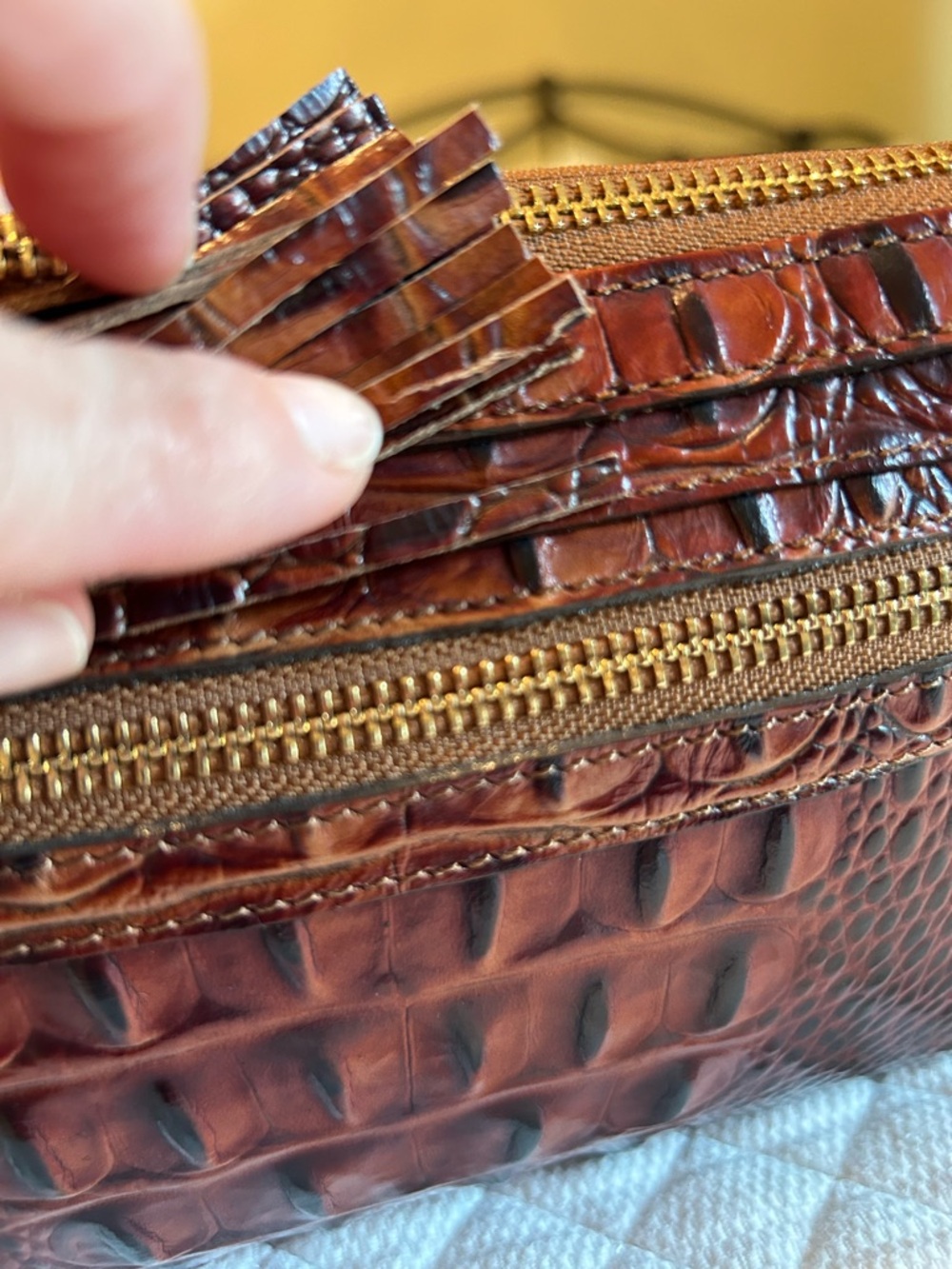 Brahmin Anna Wristlet in Pecan Melbourne - Picture 12 of 16